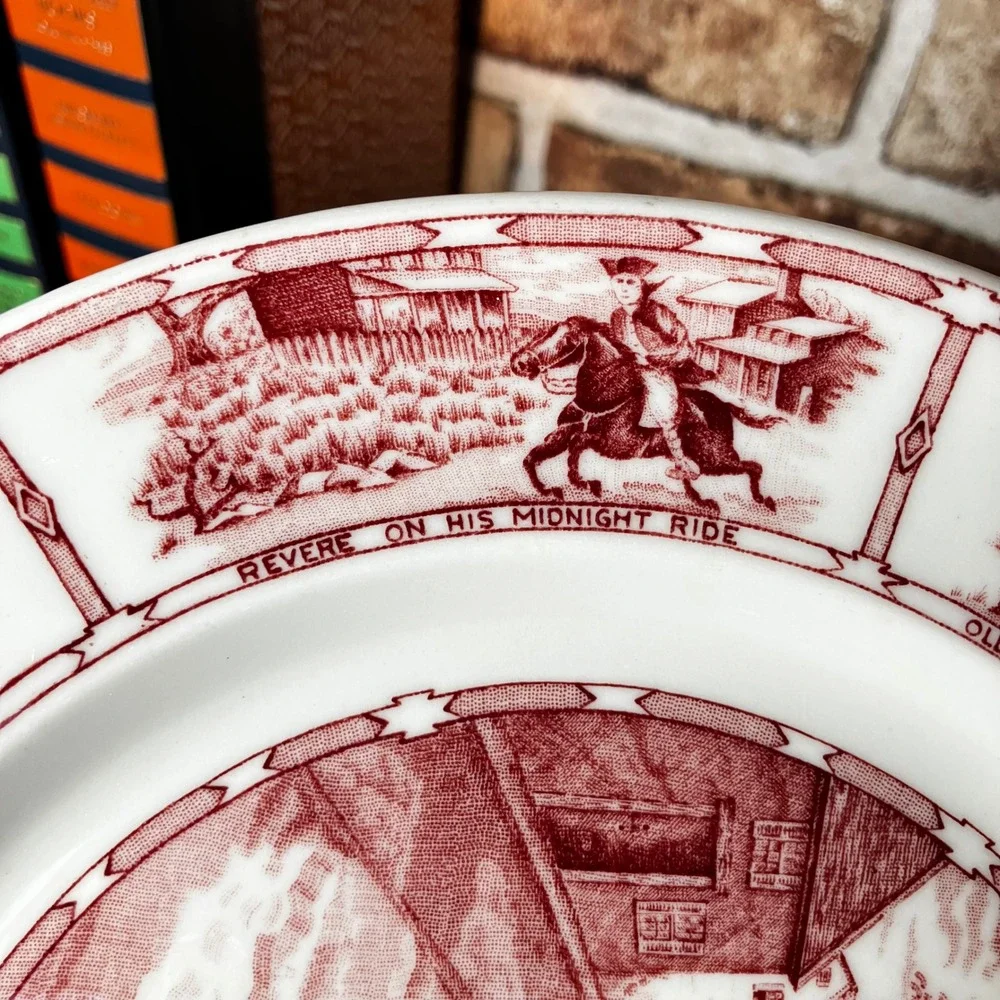 Vintage Walker China Paul Revere Midnight Ride Plate Clarks Restaurant Cleveland